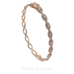 1.04CT Intertwining Diamond Bangle Set in 14K Rose Gold W/ Open Up Hinge (DDH0950) - Virani Jewelers