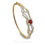 0.9CT Diamond Bangle Set in 18K Yellow Gold W/ Emerald Cut Ruby Stone - Virani Jewelers