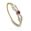 0.9CT Diamond Bangle Set in 18K Yellow Gold W/ Emerald Cut Ruby Stone - Virani Jewelers