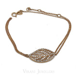 Minimalist 0.7 CT Diamond Finger Bracelet set in an 18K Rose Gold Leaf Shape - Virani Jewelers | This is a minimalist 18K rose gold finger-chain 0.7ct diamond leaf bracelet. Our rose gold leaf b...