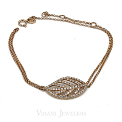 Minimalist 0.7 CT Diamond Finger Bracelet set in an 18K Rose Gold Leaf Shape - Virani Jewelers