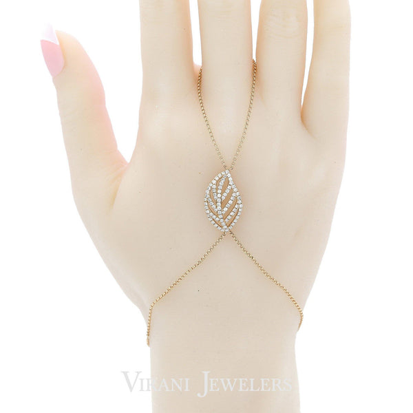Minimalist 0.7 CT Diamond Finger Bracelet set in an 18K Rose Gold Leaf Shape - Virani Jewelers | Minimalist 0.7ct Diamond Finger Bracelet set in an 18K Rose Gold Leaf Shape for woman. This rose ...