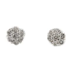 1 ct Diamond Cluster Earrings in 14k white gold - Virani Jewelers