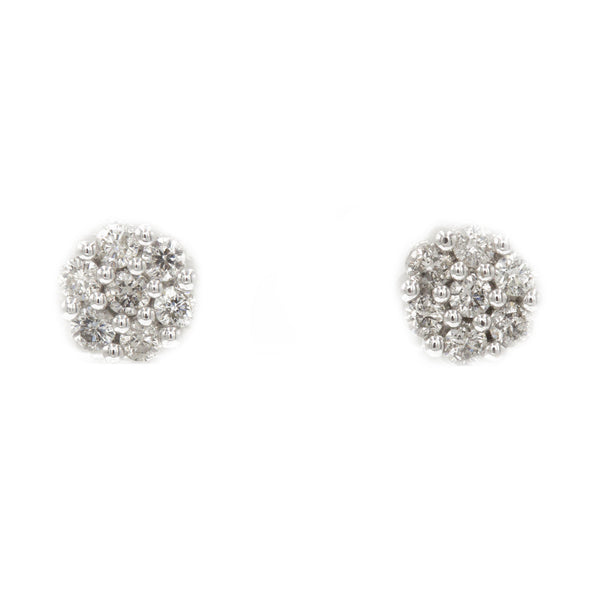 0.75 ct Diamond Cluster Earrings in 14k White Gold - Virani Jewelers | 0.75 ct Diamond Cluster Earrings in 14k white gold for women. total weight is 2.5 grams