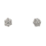 0.25 ct Diamond Cluster earrings in 14k White Gold with Screw back - Virani Jewelers | These are 14k white gold diamond flower cluster earrings with screwbacks. They feature 0.25ct wit...