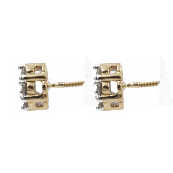 0.75 ct Diamond Cluster Earrings in 14k Yellow Gold - Virani Jewelers | 0.75 ct Diamond Cluster Earrings in 14k yellow gold for women. Total weight is 2.5 grams. 