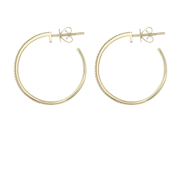 Minimalist 0.3 CT Diamond Hoop Earringd Set in 14K Yellow Gold - Virani Jewelers | These are a set of minimalist 14K gold diamond-encrusted hoop earrings with 0.3ct diamonds. The g...