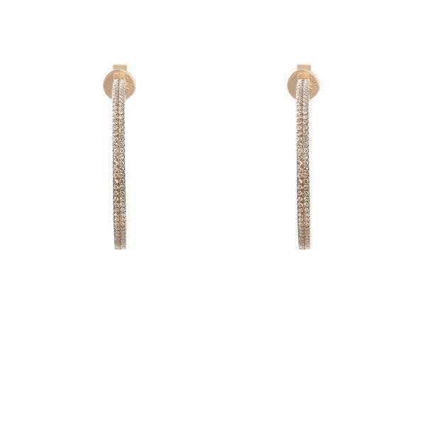 Minimalist 0.3 CT Diamond Hoop Earringd Set in 14K Yellow Gold - Virani Jewelers | These are a set of minimalist 14K gold diamond-encrusted hoop earrings with 0.3ct diamonds. The g...