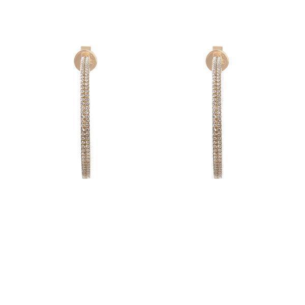 Minimalist 0.3 CT Diamond Hoop Earringd Set in 14K Yellow Gold - Virani Jewelers | These are a set of minimalist 14K gold diamond-encrusted hoop earrings with 0.3ct diamonds. The g...