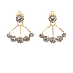 Minimalist 0.8 CT Round Diamond Ear Jackets Set in 14K Yellow Gold, Multiwear Earrings - Virani Jewelers