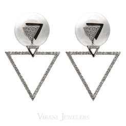 Minimalist 0.3 CT Diamond Triangle Drop Earrings Set In 18K White Gold - Virani Jewelers