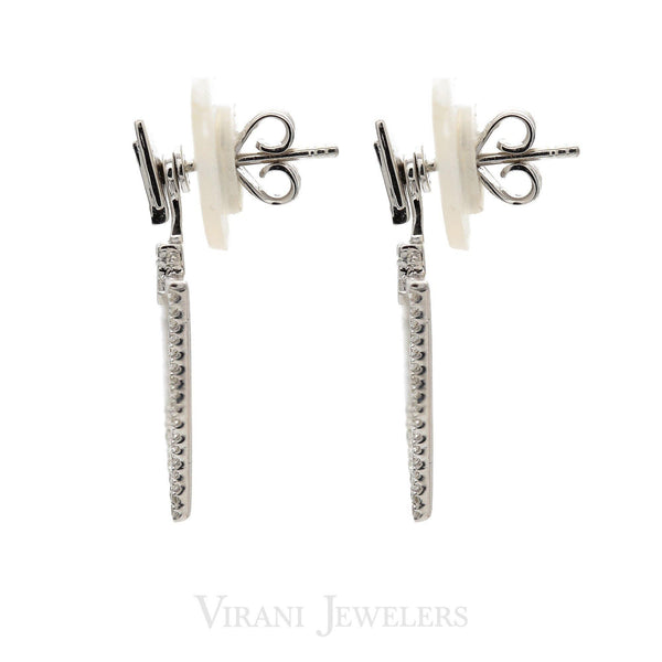Minimalist 0.3 CT Diamond Triangle Drop Earrings Set In 18K White Gold - Virani Jewelers | These are our minimalist 18K white gold and diamond triangle drop earrings for a modern twist on ...