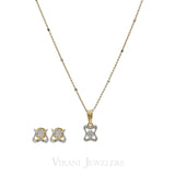 0.29 Diamond Knot Pendant Necklace & Earrings Set in 18K Yellow Gold - Virani Jewelers | This is an 18K Yellow Gold Diamond Knot Pendant Necklace & Earrings set for women. The diamon...