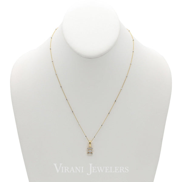 0.29 Diamond Knot Pendant Necklace & Earrings Set in 18K Yellow Gold - Virani Jewelers | This is an 18K Yellow Gold Diamond Knot Pendant Necklace & Earrings set for women. The diamon...