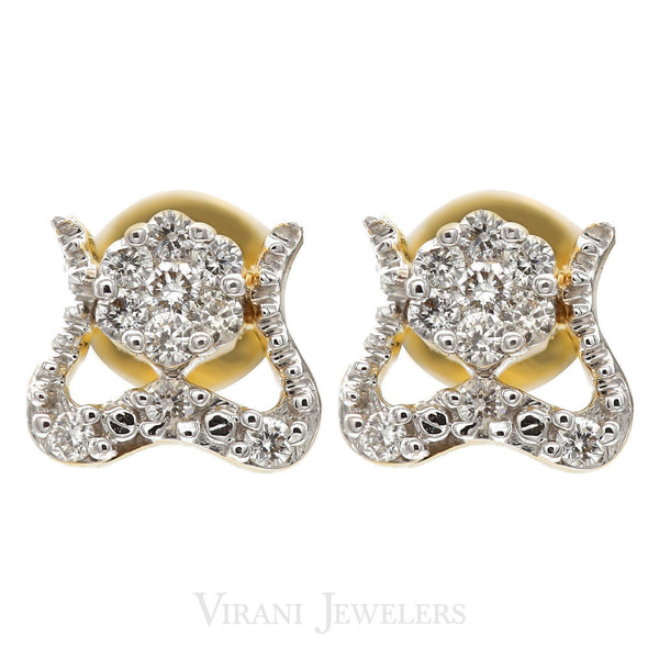 0.29 Diamond Knot Pendant Necklace & Earrings Set in 18K Yellow Gold - Virani Jewelers | This is an 18K Yellow Gold Diamond Knot Pendant Necklace & Earrings set for women. The diamon...