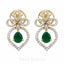 2.15CT Diamond Necklace & Drop Earring Set in 18K Yellow W/Pear Cut Emerald - Virani Jewelers