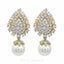 4.95CT Diamond Necklace & Earrings Set in 18K Gold W/ Pear Frame Pendant & Single Drop Pearl - Virani Jewelers