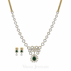 1.72CT Diamond Teardrop Chain Link Necklace & Earrings Set in 18K Yellow Gold - Virani Jewelers