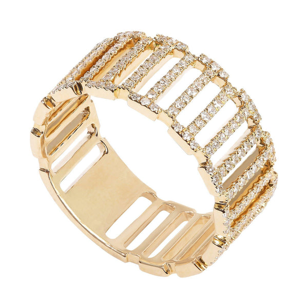 0.31CT Diamond Fence Frame Ring Set In 14K Yellow Gold - Virani Jewelers | 0.31CT Diamond Fence Frame Ring Set In 14K Yellow Gold for women. Ring features a fence design fr...