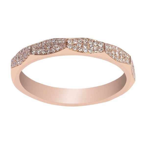 0.17CT Modern Diamond Ring Set in 14K Rose Gold - Virani Jewelers | Modern 14K Rose Gold Diamond Ring. This modern, minimalist rose gold ring features beautiful shar...