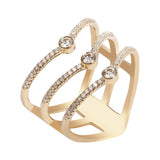 0.3CT Diamond Tri Heart Stacked Diamond Ring Set In 14K Yellow Gold - Virani Jewelers | 0.3CT Diamond Tri Heart Stacked Diamond Ring Set In 14K Yellow Gold for women. Ring features an c...