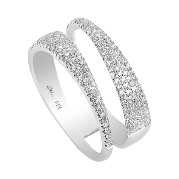 0.45CT Diamond Encrusted Swirl Stacked Ring Set In 14K White Gold - Virani Jewelers | 0.45CT Diamond Encrusted Swirl Stacked Ring Set In 14K White Gold for women. Ring features a swir...