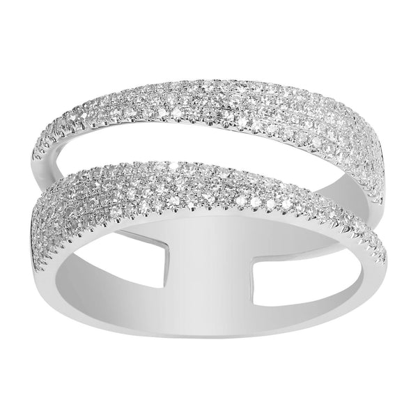 0.45CT Diamond Encrusted Swirl Stacked Ring Set In 14K White Gold - Virani Jewelers | 0.45CT Diamond Encrusted Swirl Stacked Ring Set In 14K White Gold for women. Ring features a swir...