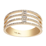 0.4CT Multi Layer Stacked Diamond Ring Set In 14K Yellow Gold - Virani Jewelers | 0.4CT Multi-Layer Diamond Ring set in 14K Yellow Gold. The ring features a multi-layered circle f...