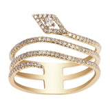 0.28CT Stacked Snake Diamond Ring Set In 14K Yellow Gold - Virani Jewelers | This is a stacked 14K Gold Diamond Snake Ring. This gold and diamond snake ring features a moving...