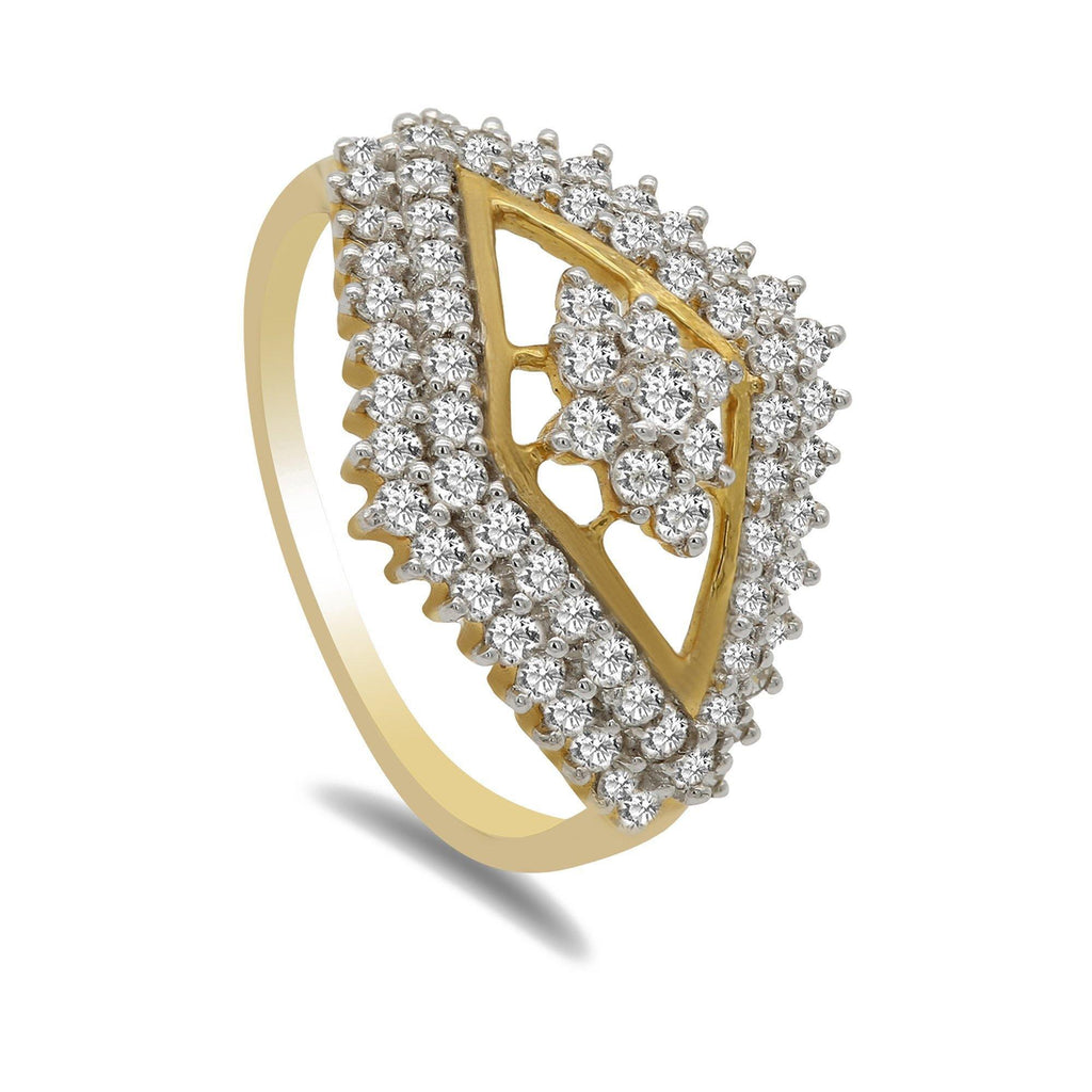 0.85CT Diamond Floral Cocktail Ring Set in 18K Yellow Gold - Virani Jewelers | 0.85CT Diamond Floral Cocktail Ring Set in 18K Yellow Gold for Women. Open diamond frame encasing...