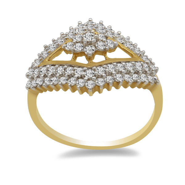 0.85CT Diamond Floral Cocktail Ring Set in 18K Yellow Gold - Virani Jewelers | 0.85CT Diamond Floral Cocktail Ring Set in 18K Yellow Gold for Women. Open diamond frame encasing...