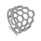 Minimalist 0.47 ct Diamond Ring in 14k White Gold Honeycomb Shape - Virani Jewelers | 14K Diamond Ring Honeycomb shape for Women. Diamond weight is 0.47 ct. Total weight is 3.8 grams....
