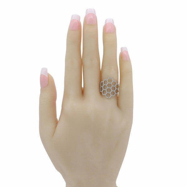 Minimalist 0.47 ct Diamond Ring in 14k White Gold Honeycomb Shape - Virani Jewelers | 14K Diamond Ring Honeycomb shape for Women. Diamond weight is 0.47 ct. Total weight is 3.8 grams....