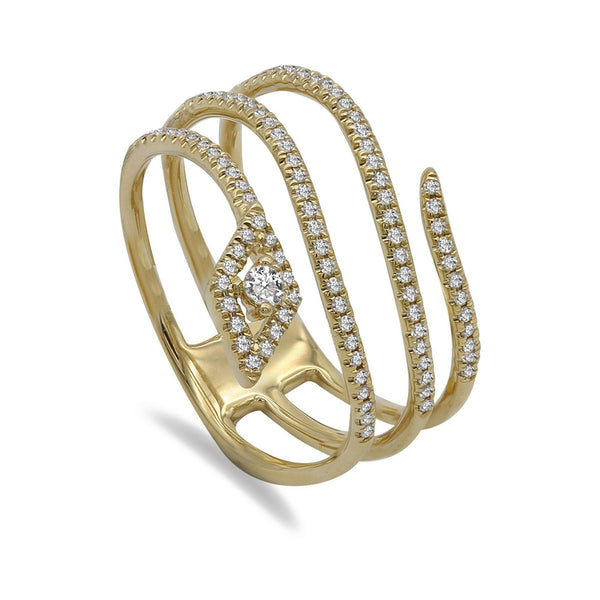 0.28CT Diamond Serpent Ring Set in 14K Yellow Gold - Virani Jewelers | This is a minimalist Diamond Serpent Ring set in 14K yellow gold. The Diamond Serpent Ring featur...