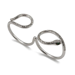 0.4CT Diamond Snake Double Ring Set in 18K White Gold - Virani Jewelers