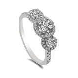 1.15CT Diamond Tri Stone Halo Engagement Ring Set in 14K White Gold - Virani Jewelers | Triple Halo Engagement Ring with 1.15ct diamonds set in 14K white gold. The triple halo diamond r...