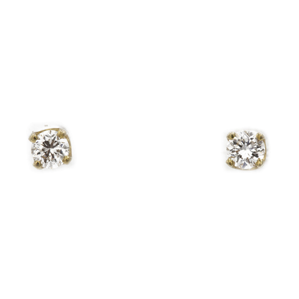 0.4 ct Diamond solitare stud earrings in 18k yellow gold - Virani Jewelers | 0.4 ct Diamond solitaire stud earrings in 18k yellow gold for women. Total weight is 3.7 grams.
