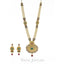 22K Antique Gold Finish Long Necklace & Earring Set W/ Beaded Accents - Virani Jewelers
