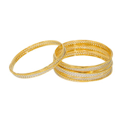 22K Multitone Diamond Cut Gold Bangles, Set of 4 - Virani Jewelers