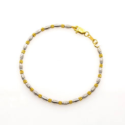 22K Multi Tone Gold Bracelet W/ Textured Barrel & Clustered Gold Beads - Virani Jewelers