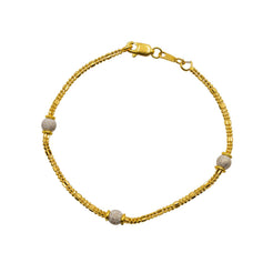 22K Multi Tone Gold Bracelet W/ White Gold Glass Blast Beads - Virani Jewelers