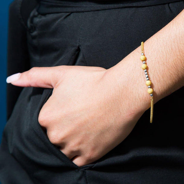 22K Multi Tone Gold Bracelet w/ Glass Blast Pipe & Round Beads