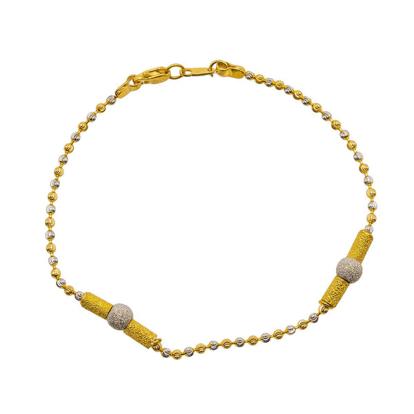 22K Multi Tone Gold Bracelet W/ Glass Blast Pipe & Round Beads - Virani Jewelers | Accentuate your special look with this most elegant 22K multi tone gold women’s bracelet from Vir...