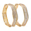 22K Multitone Wave Gold Bangles W/ Diamond Cut, Set of 2 - Virani Jewelers
