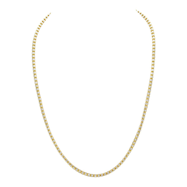 22k Two Tone Gold Layered Oval Ball Chain - Virani Jewelers | 22k Two Tone Gold Layered Oval Ball Chain for women or men. This gorgeous white and yellow gold c...