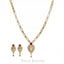 22K Yellow Gold Pendant Necklace & Earrings Set W/ Cubic Zirconia Pavé - Virani Jewelers