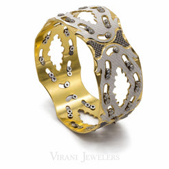 22K Yellow & White Gold Bangle W/ Open Pattern Design - Virani Jewelers