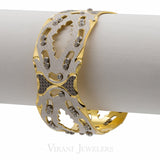22K Yellow & White Gold Bangle W/ Open Pattern Design - Virani Jewelers | 22K Yellow & White Gold Bangle W/ Open Pattern Design for women. Handcrafted Multitoned bangl...