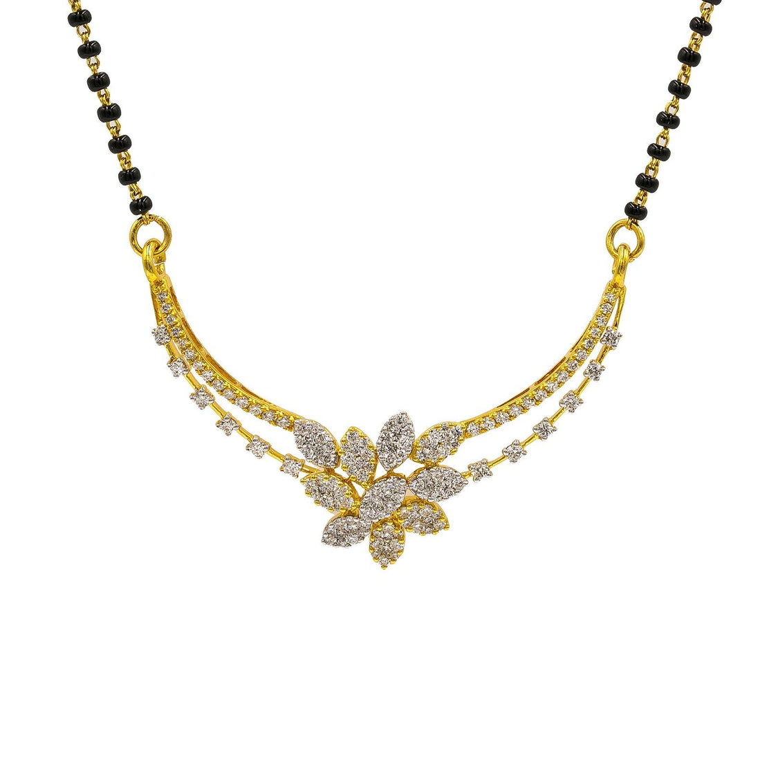 18K Yellow Gold Diamond Mangalsutra Necklace w 1.36ct Vs si Diamonds
