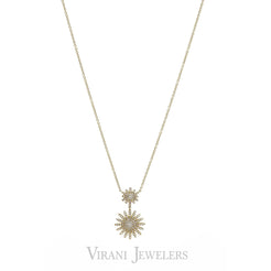 0.32CT Diamond Dual Pendant Necklace set in 14K Yellow Gold - Virani Jewelers
